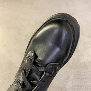 Black Wedge Lace Up Boots