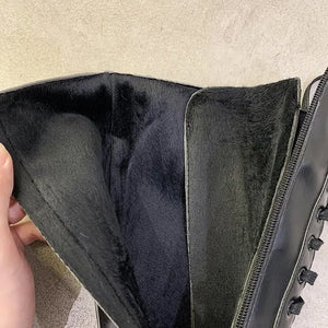 Black Wedge Lace Up Boots