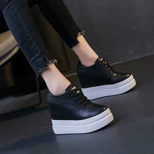 Black Wedge Platform Sneakers