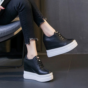 Black Wedge Platform Sneakers
