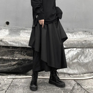 Black Wide Leg Skirt Pants