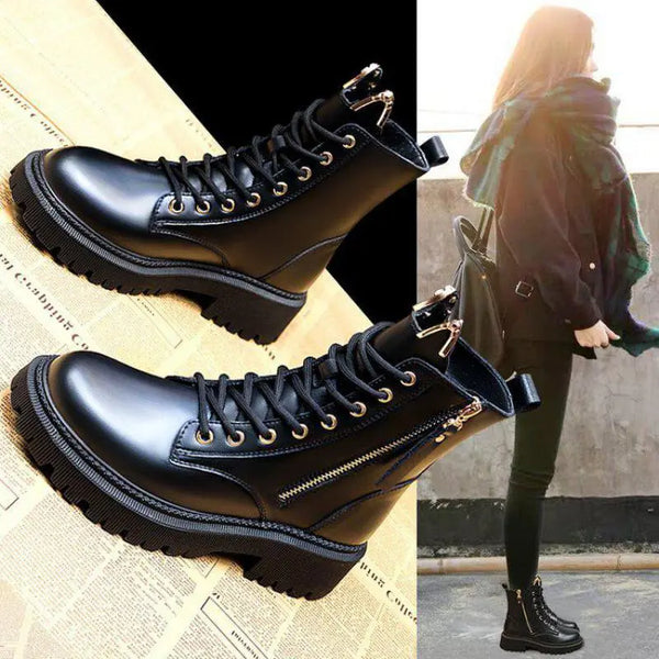 Black Winter Lace Up Boots