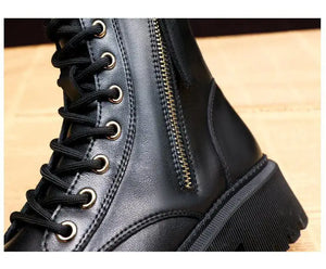 Black Winter Lace Up Boots