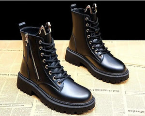 Black Winter Lace Up Boots