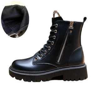 Black Winter Lace Up Boots