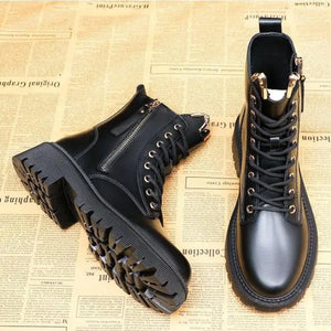 Black Winter Lace Up Boots