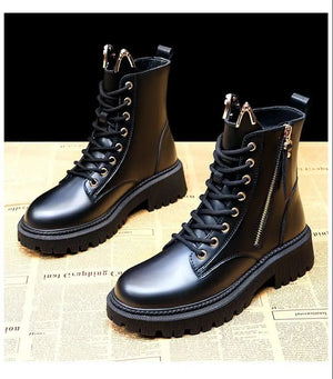 Black Winter Lace Up Boots