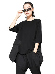 Black Women's T Shirts with Round Neck