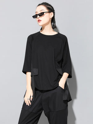 Black Women's T Shirts with Round Neck