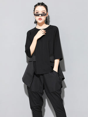 Black Women's T Shirts with Round Neck