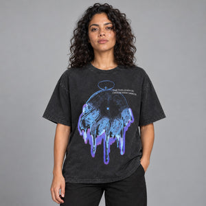 Black Y2K Aesthetic Graphic T Shirt – worn by a woman