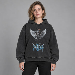 Black Y2K Graphic Hoodies – worn by a woman