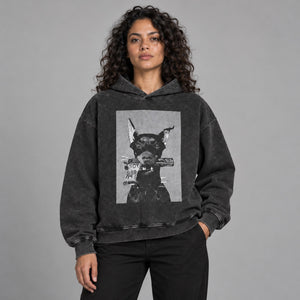 Black Y2K Hoodie Streetwear – worn by a woman