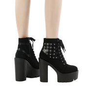 Black Y2K Lace Up Shoes