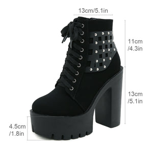 Black Y2K Lace Up Shoes