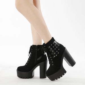 Black Y2K Lace Up Shoes