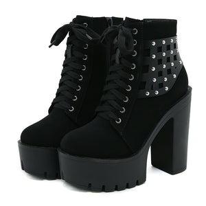 Black Y2K Lace Up Shoes