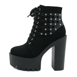 Black Y2K Lace Up Shoes