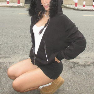 Black Zip Up Jackets Women's