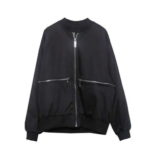Black Zipper Techwear Jacket