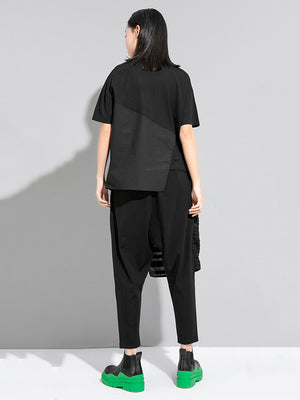 Black Zippper Casual T-shirt Women's