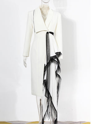 Blazer Asymmetric Jacket Women Spring Long