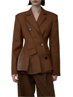 Blazer Brown Jacket Women Spring - product view on white background