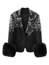 Blazer Irregular Rhinestone Women Jacket Spring