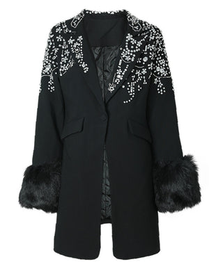 Blazer Irregular Rhinestone Women Jacket Spring