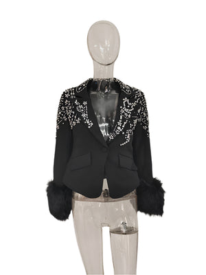 Blazer Irregular Rhinestone Women Jacket Spring