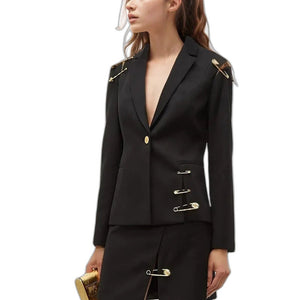 Blazer Jacket For Women Black - product view on white background