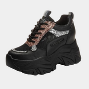 Bling Luxus Schwarze Plateau-Sneaker