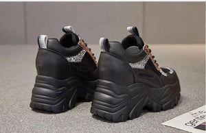 Bling Luxury Black Platform Sneakers