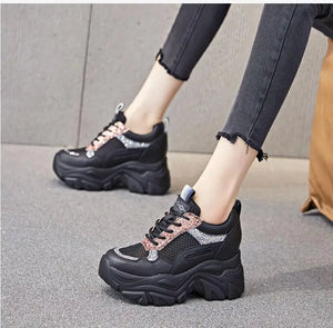 Bling Luxury Black Platform Sneakers