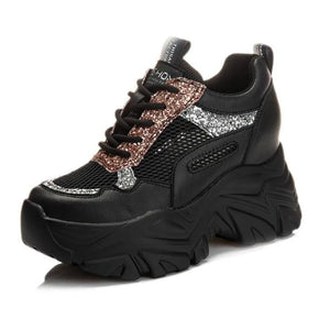 Bling Luxury Black Platform Sneakers