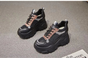 Bling Luxury Black Platform Sneakers