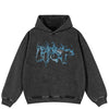 Blue Fire Flame Graphic Y2K Hoodie