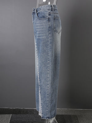 Blue Patchwork Jeans Women's Y2K