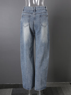 Blue Patchwork Jeans Women's Y2K