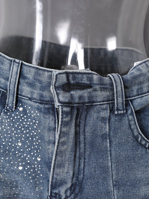 Blue Patchwork Jeans Women's Y2K