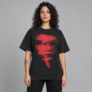 Blurry Faces Graphic Y2K Tee – worn by a woman