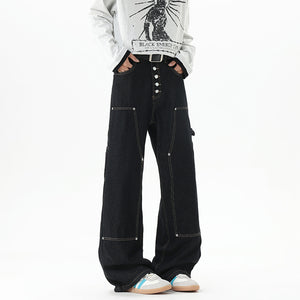 Breasted Design Y2K Jeans