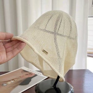 Spring Summer Japanese Fashion Mesh Breathable Linen Beanie Man Woman Casual Elegant Skull Cap Pullover Hats