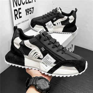 Breathable mesh techwear sneakers, close-up on mesh upper and PU trim