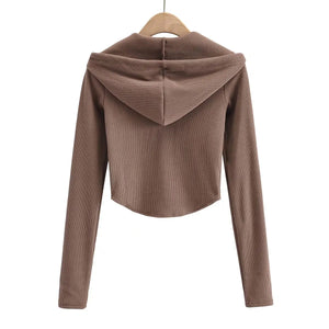 Brown Cropped Hoodie