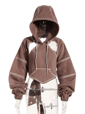 Brown Cut-out Women Hoodie