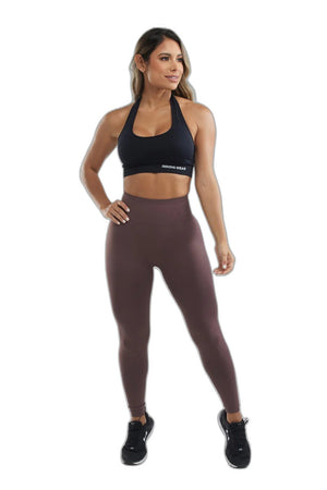 Brown Leggings Scrunch Butt - product view on white background