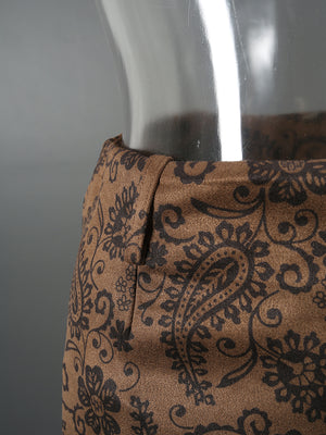 Brown Printed Mini Skirt Y2K