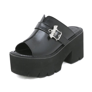 Buckle Mule Chunky Sandals