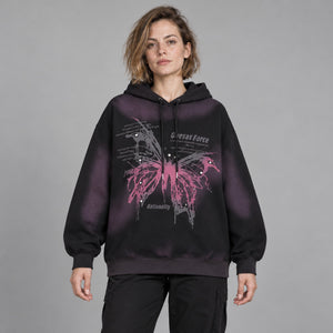 Butterfly Graphic Y2k hoodie – worn by a woman